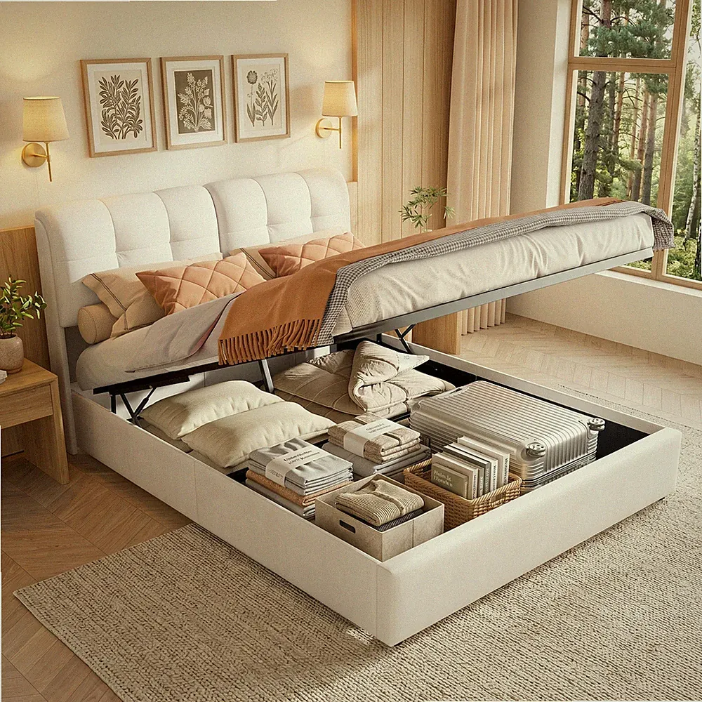 Boxspringbett 160x200cm Doppelbett mit Stauraum Polsterbett Samt LED Beleuchtung