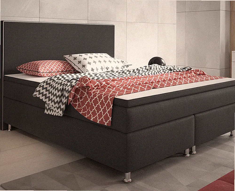 Boxspringbett 180x200 Anthrazit Bett Komfortbett Hotelbett Stoff Bett Riga 31739