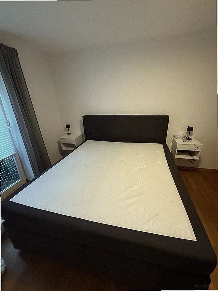 Boxspringbett 180x200 cm grau bezogen, Stauraum hochklappbar *NEUWERTIG*