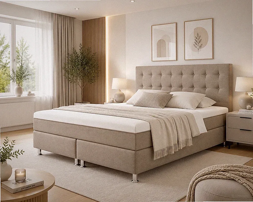 Boxspringbett 180x200 cm Muddy Bett Komfortbett Hotelbett Stoff Bett Bern 31741