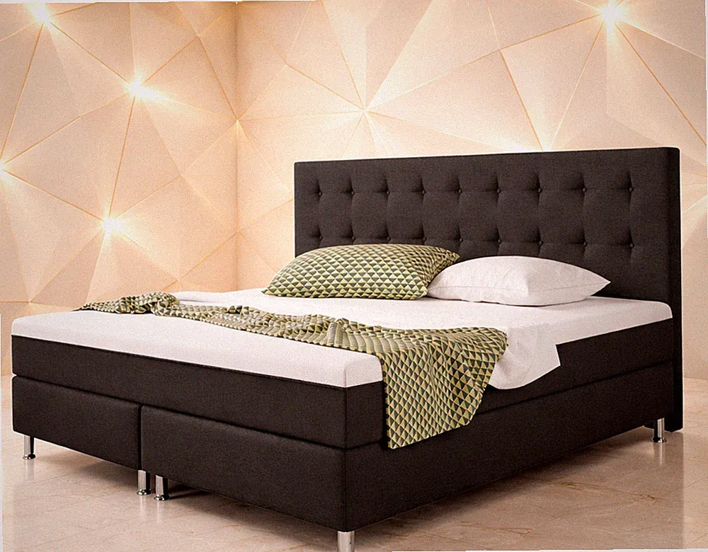 Boxspringbett 180x200 cm Schwarz Bett Komfortbett Hotelbett Stoff Bett Bern31740