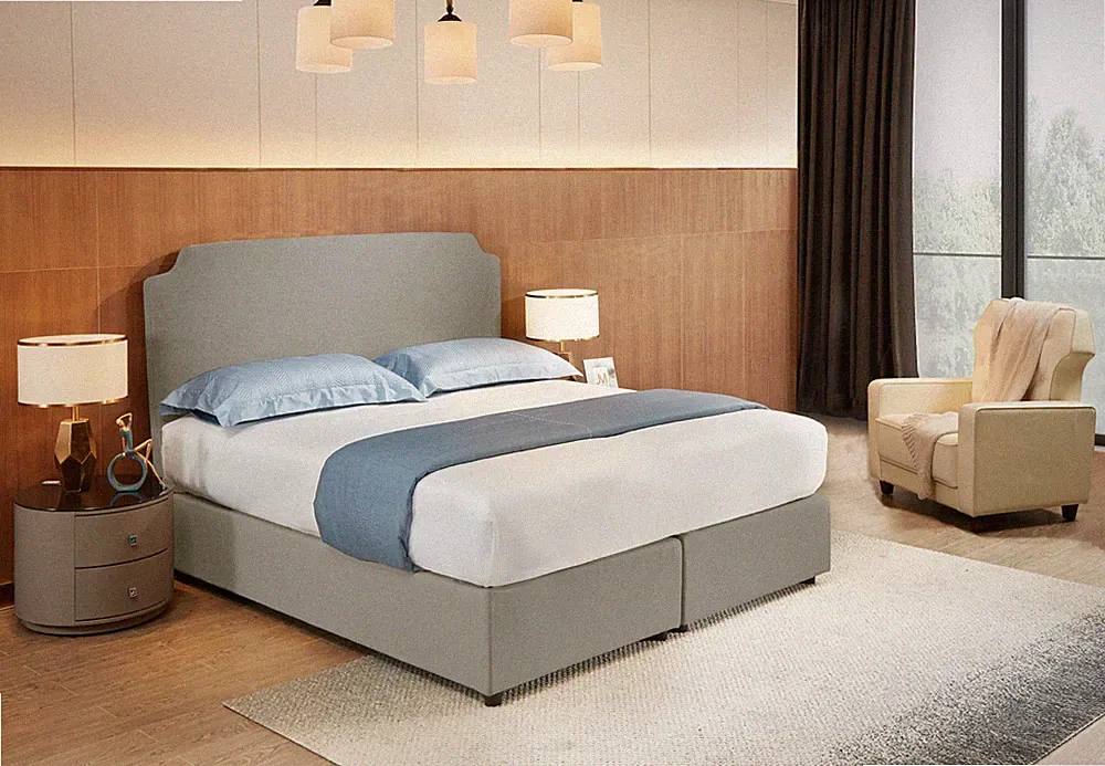 Boxspringbett 180x200 Polsterbett Stoff Bett mit Kopfteil ohne Matratze