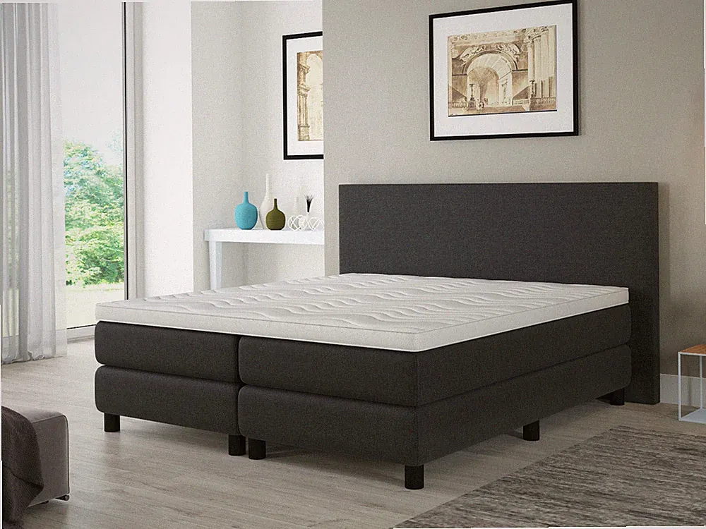 Boxspringbett 7 Zonen Taschenfederkern Florenz T anthrazit 180x200 inkl. Topper