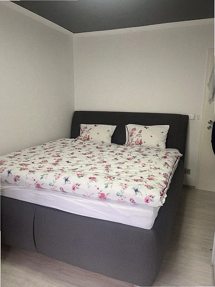 Boxspringbett 90x200 Grau mit Matratze H3, Stauraum & gepolstertem Kopfteil