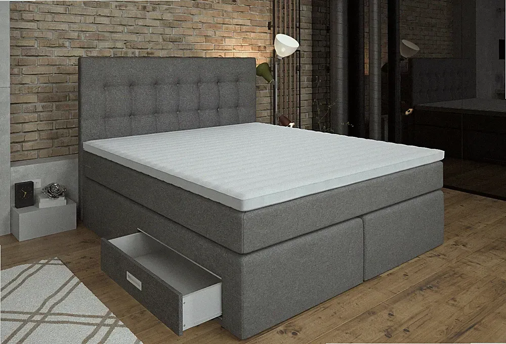 Boxspringbett ANKONA-7 Zonen Taschenfederkern H2/H3 Topper Visco / Komfortschaum
