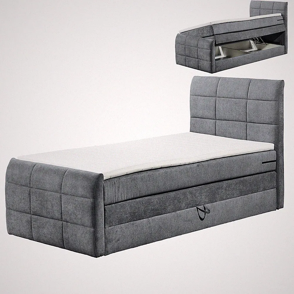 Boxspringbett - anthrazit - H2 - 120x200 cm Doppelbett Polsterbett Gästebett