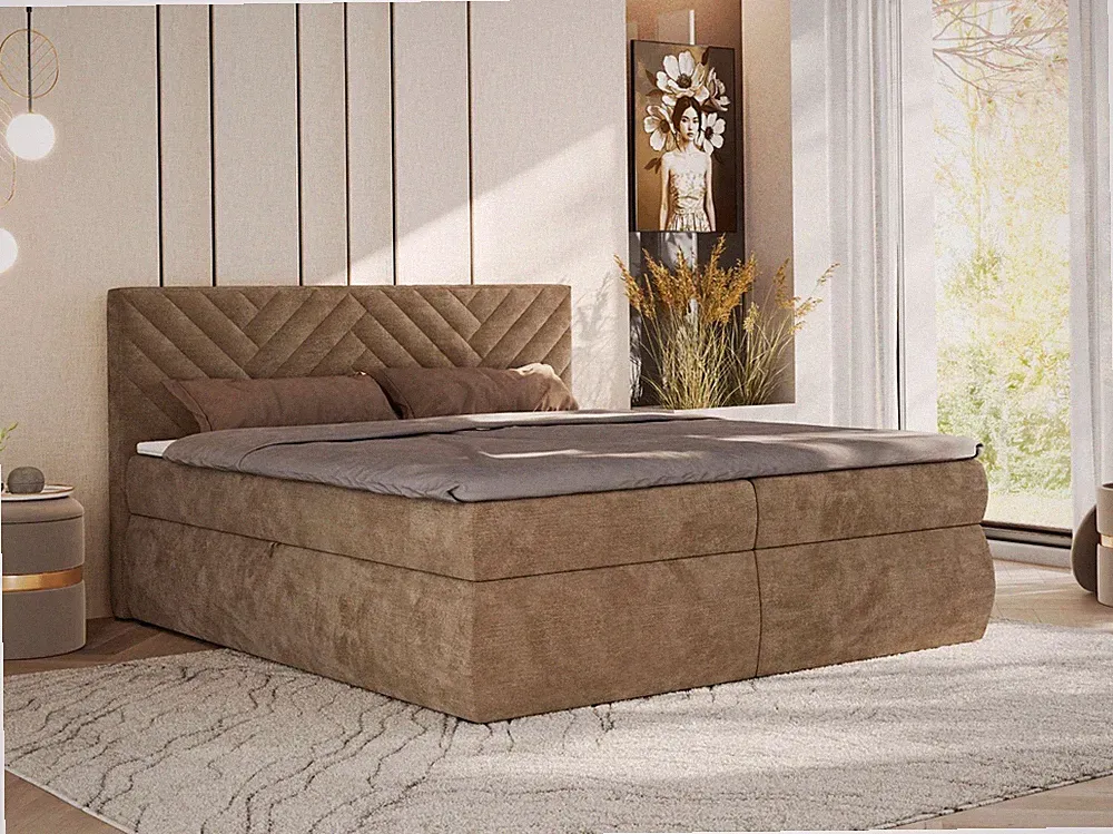 Boxspringbett AVERTA Doppelbett mit Bonnell-Matratze & Topper, 2 Bettkästen