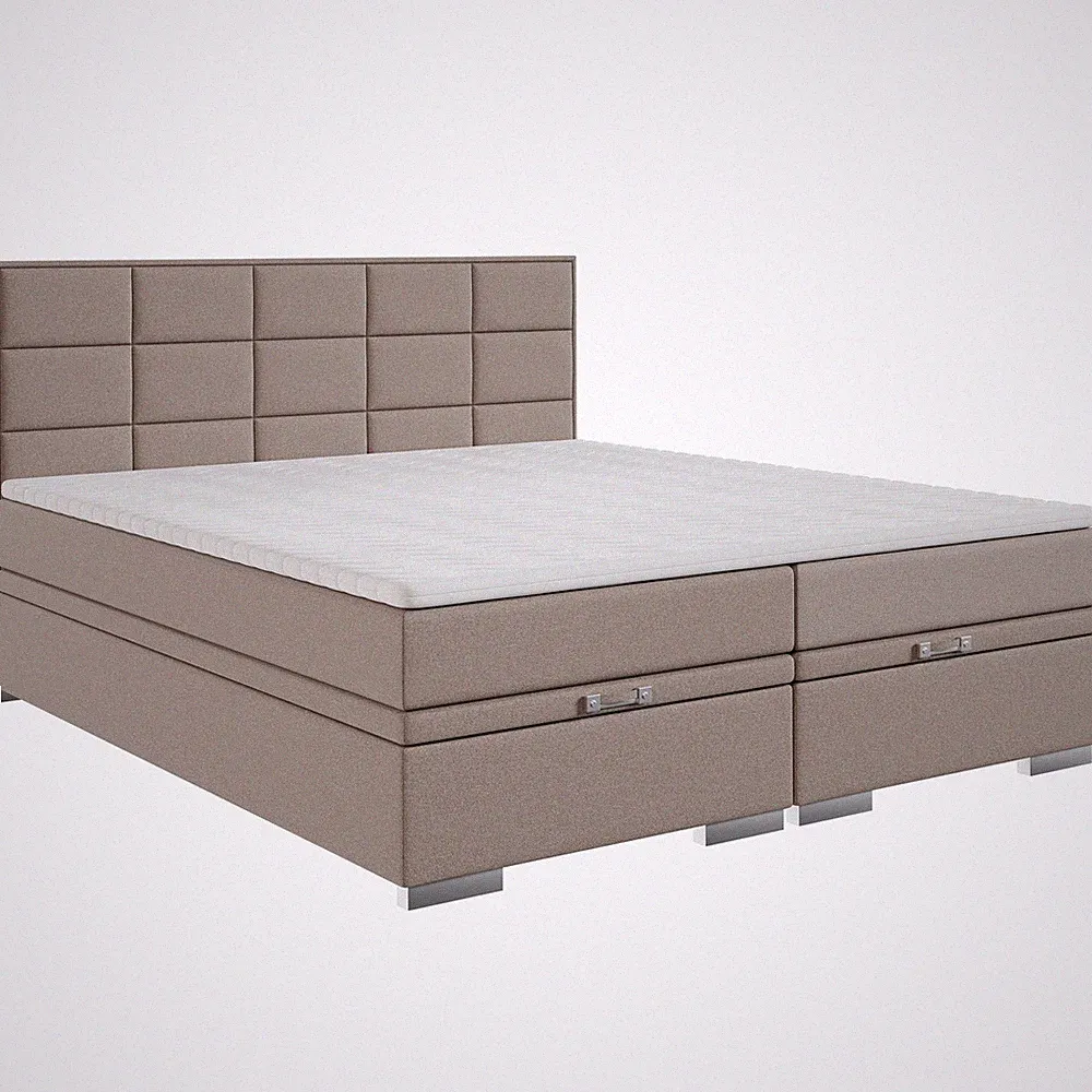 Boxspringbett - beige - H3 - 160x200 cm Doppelbett Polsterbett Gästebett