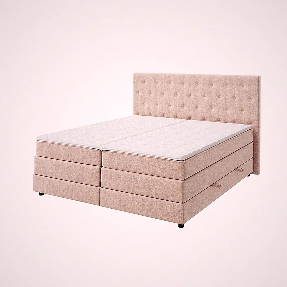 Boxspringbett - beige - H3 - 180x200 cm Doppelbett Polsterbett Gästebett