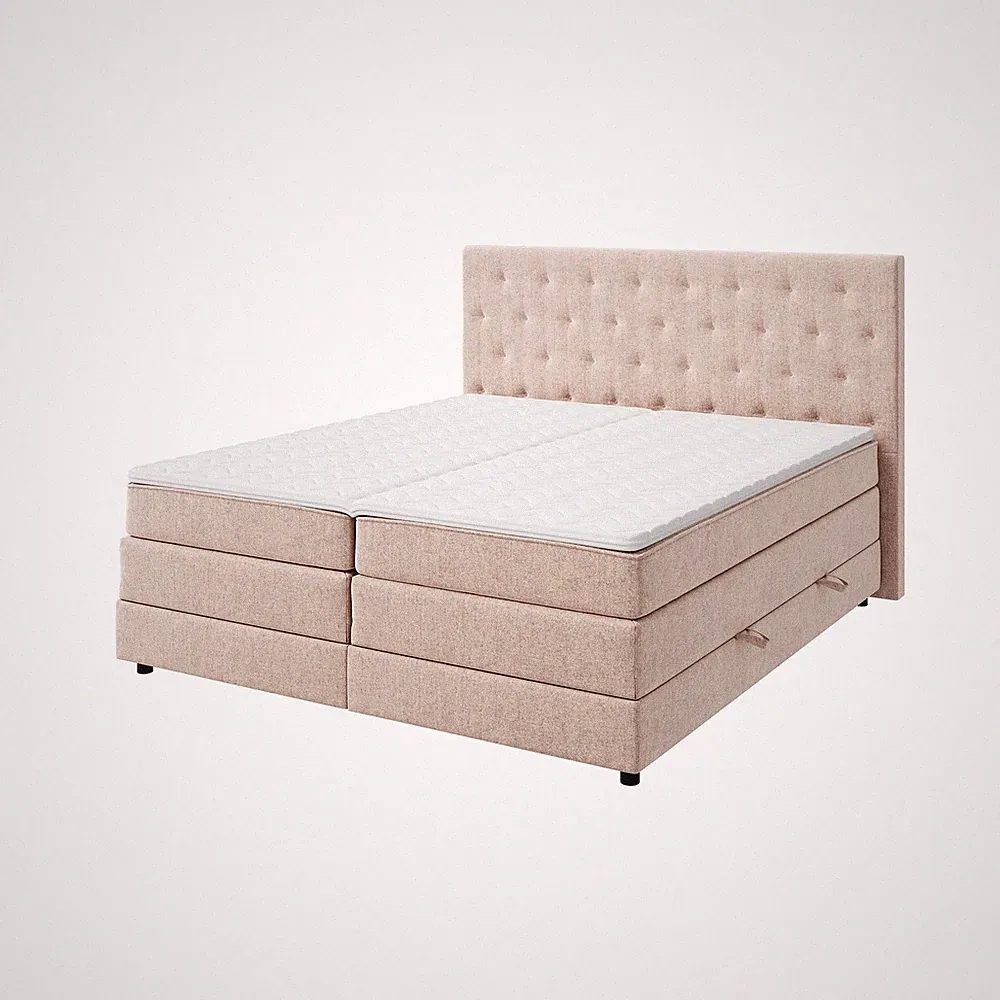 Boxspringbett - beige - H3 - 180x200 cm Doppelbett Polsterbett Gästebett