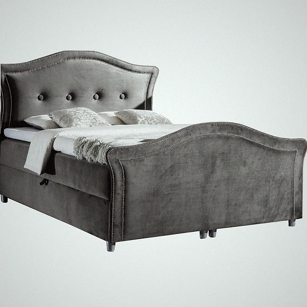 Boxspringbett BERNARD LUX 160x200 cm zwei Bettkasten Grau SOFORT VERFÜGBAR