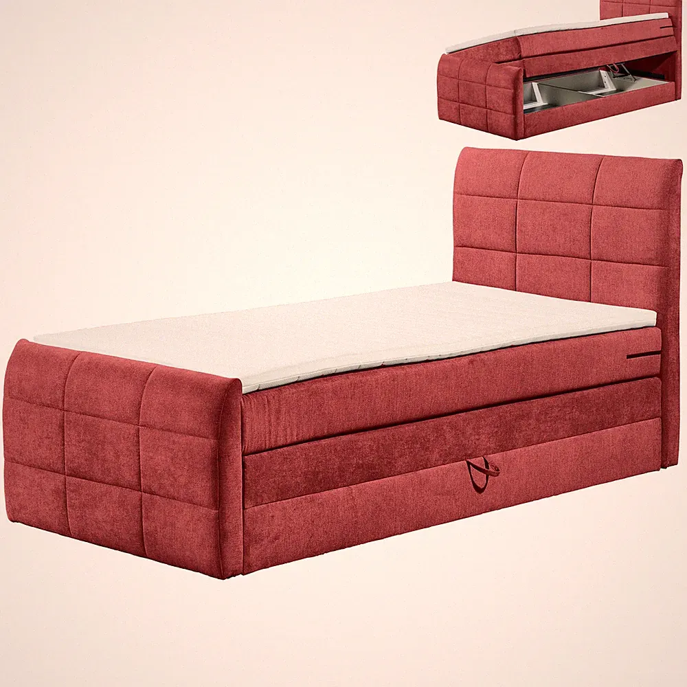 Boxspringbett - berry - H2 - 120x200 cm Doppelbett Polsterbett Gästebett