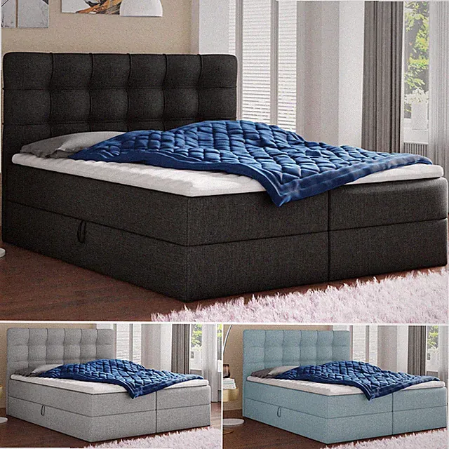 Boxspringbett BEST mit 2 Bettkästen, Doppelbett mit Bonell-Matratze + Topper