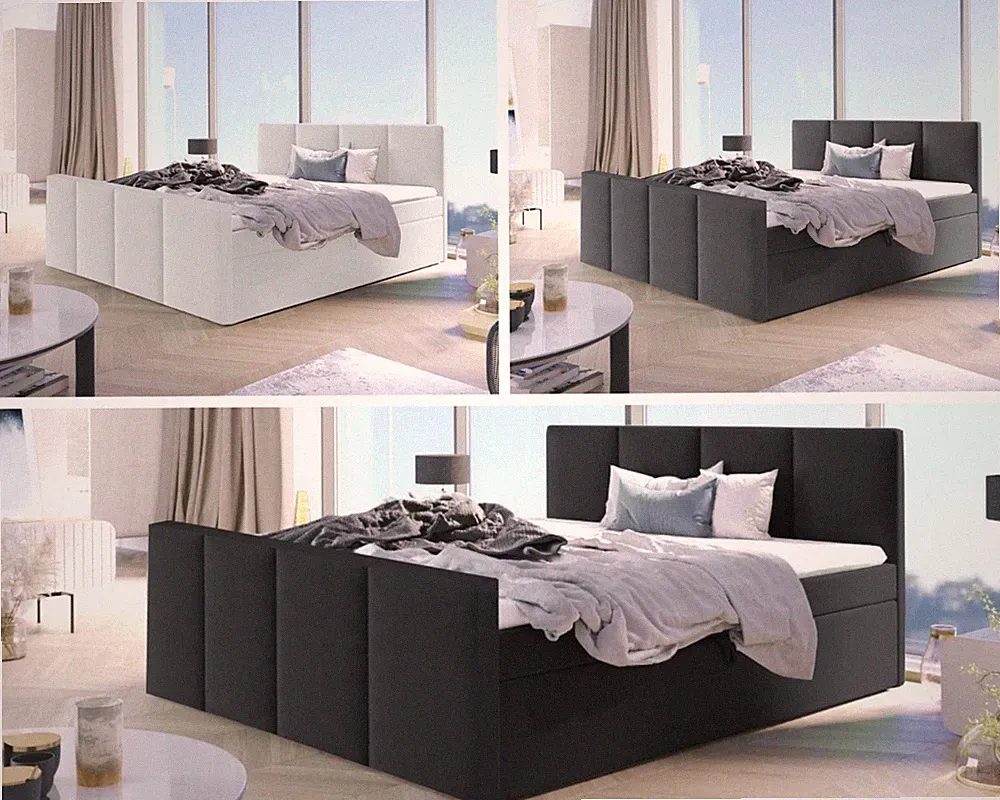 Boxspringbett Bett Doppelbett ARIS mit Fußteil , Bonell-Matratze + 2 Bettkästen