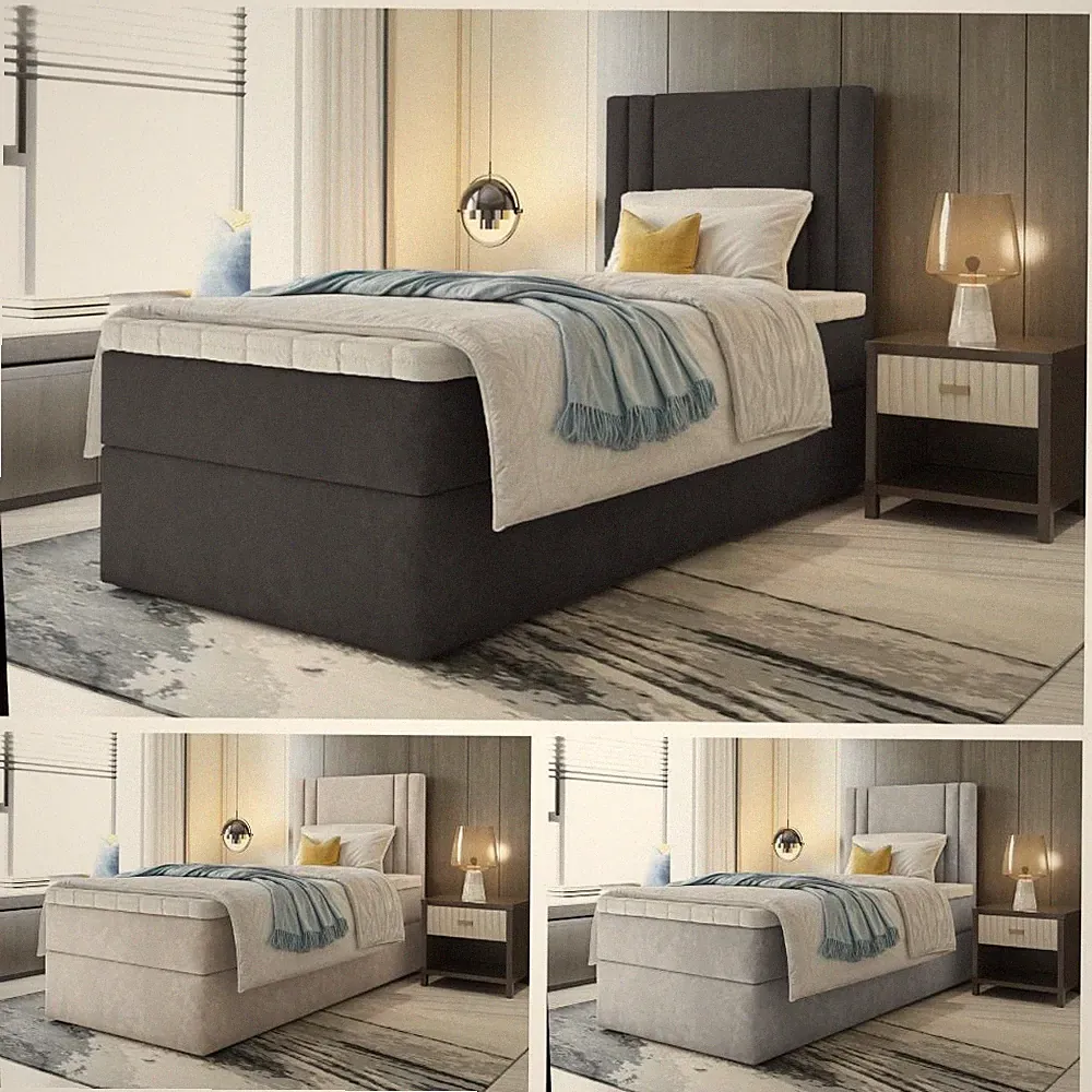 Boxspringbett Bett Einzelbett BEST MINI mit Bonell-Matratze + Bettkasten
