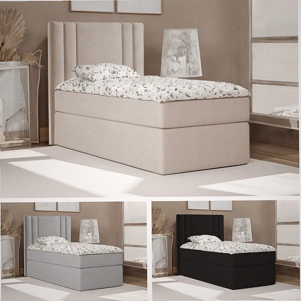 Boxspringbett Bett Einzelbett BEST MINI mit Bonell-Matratze + Bettkasten