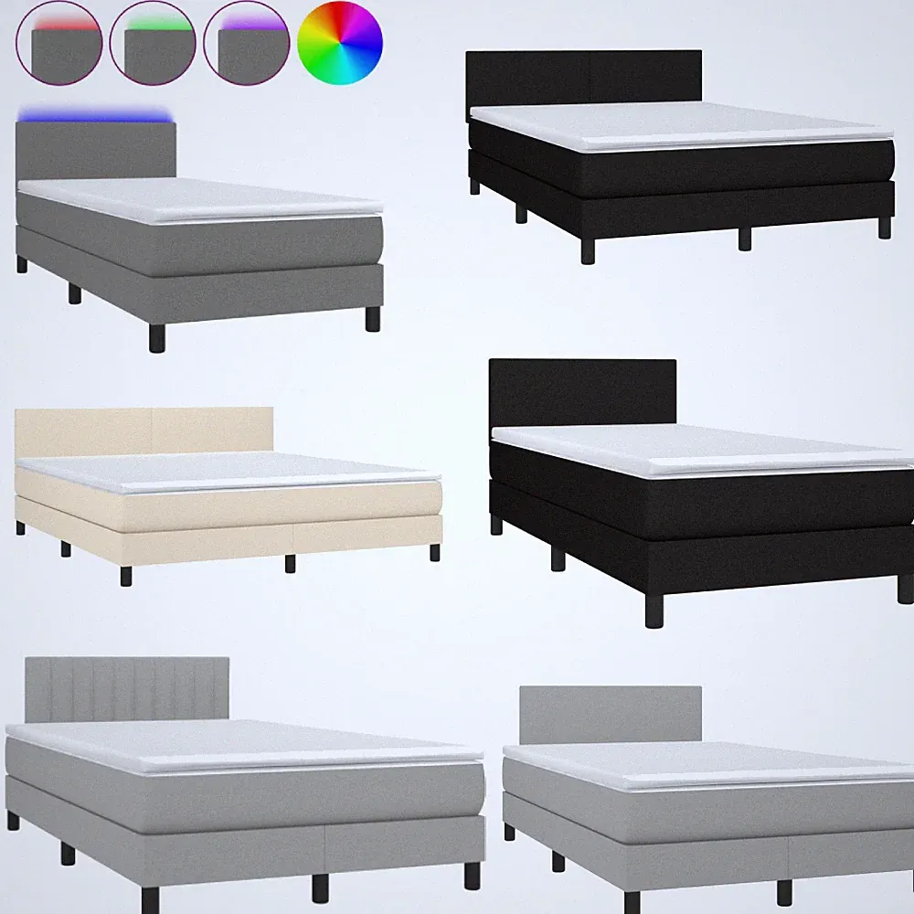 Boxspringbett Bettgestell Singlebett Gästebett Einzelbett mit Matratze&LED Stoff