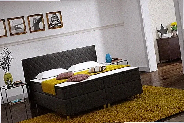 Boxspringbett Box Hotel Bett mit Visco & Matratze Lederbett Betten Doppelbett K3