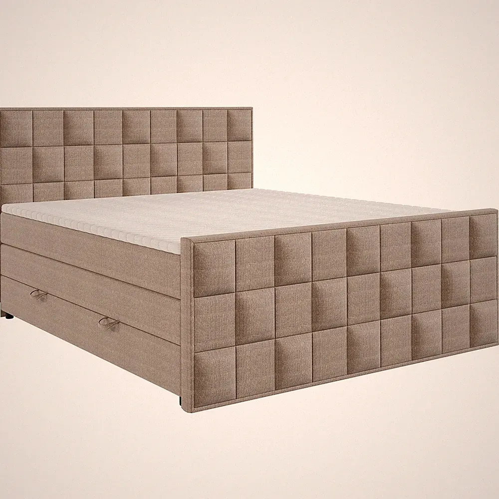 Boxspringbett - camel - H3 - 160x200 cm Doppelbett Polsterbett Gästebett