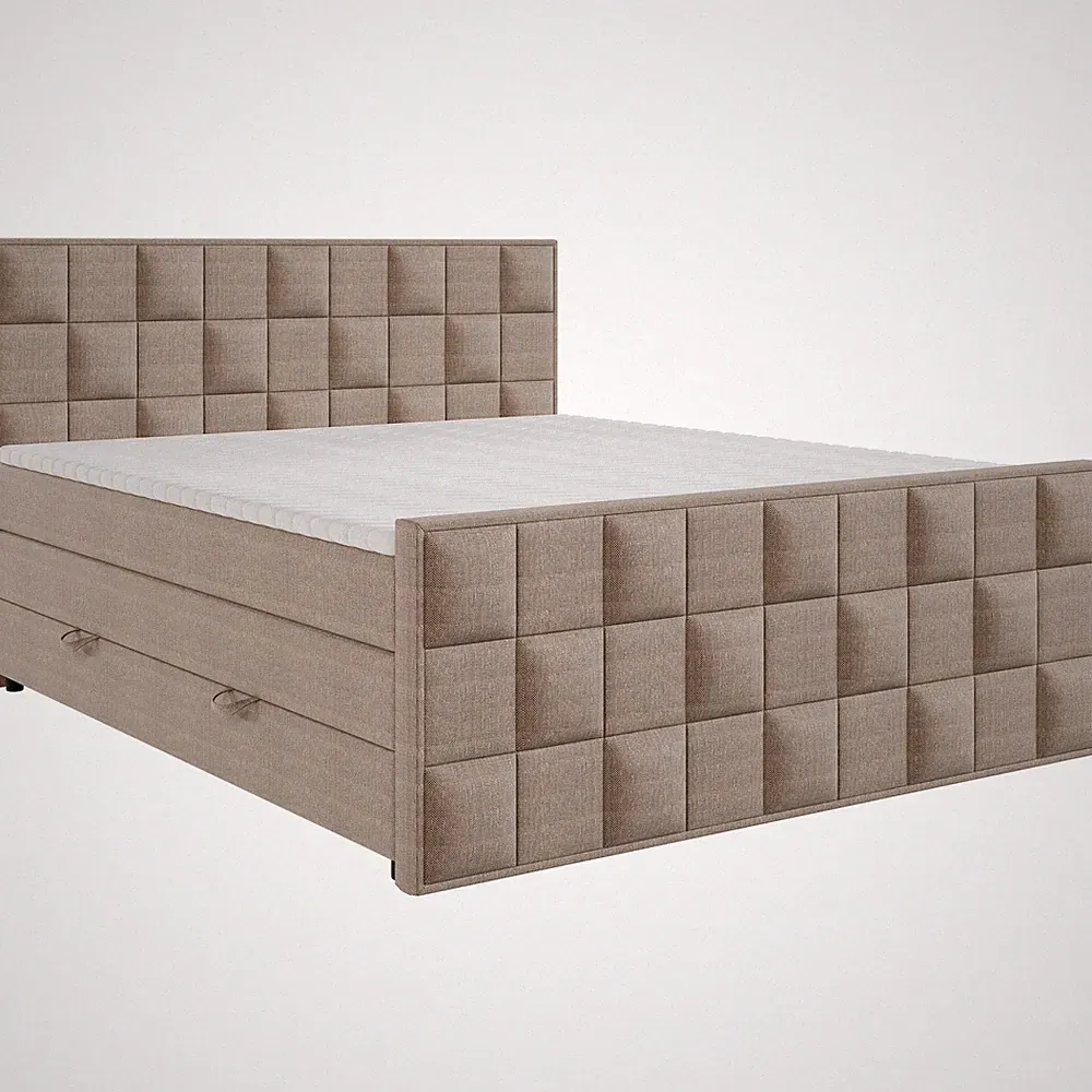 Boxspringbett - camel - H3 - 180x200 cm Doppelbett Polsterbett Gästebett