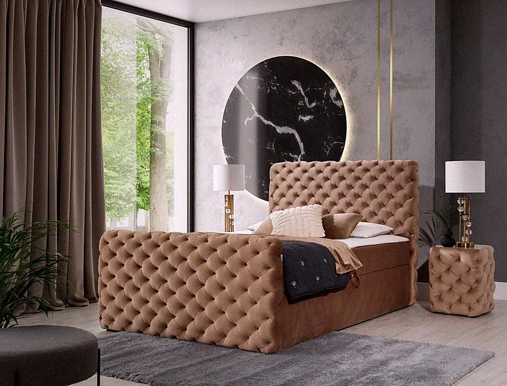 Boxspringbett Chesterfield-Lux Hotelbett Mit Zwei Bettkasten Kontinentales Bett