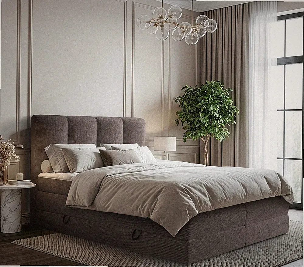 Boxspringbett Darioto mit Bettkästen Bonellfederkernmatratze Antirutschfüße M24