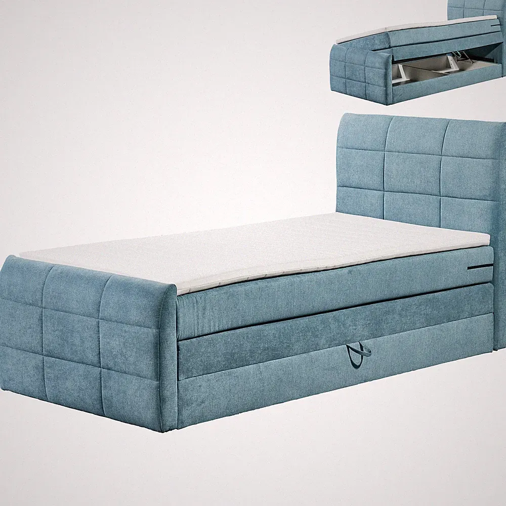 Boxspringbett - denim - H2 - 120x200 cm Doppelbett Polsterbett Gästebett
