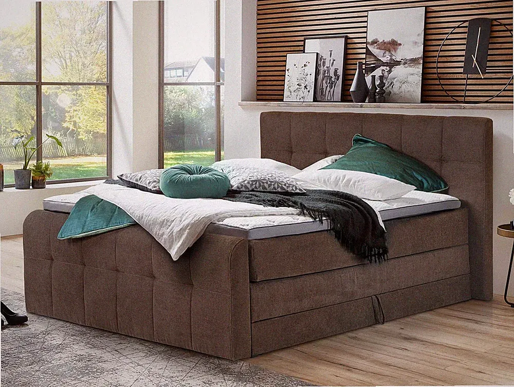 Boxspringbett Doppelbett mit Bettkasten Boxspring Boxbett Bett ARTEMIS NEW Braun