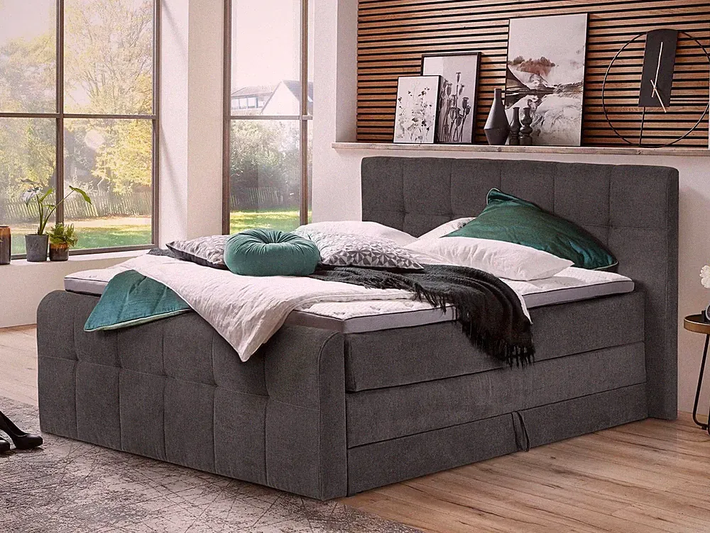 Boxspringbett Doppelbett mit Bettkasten Boxspring Boxbett Bett ARTEMIS NEW Grau