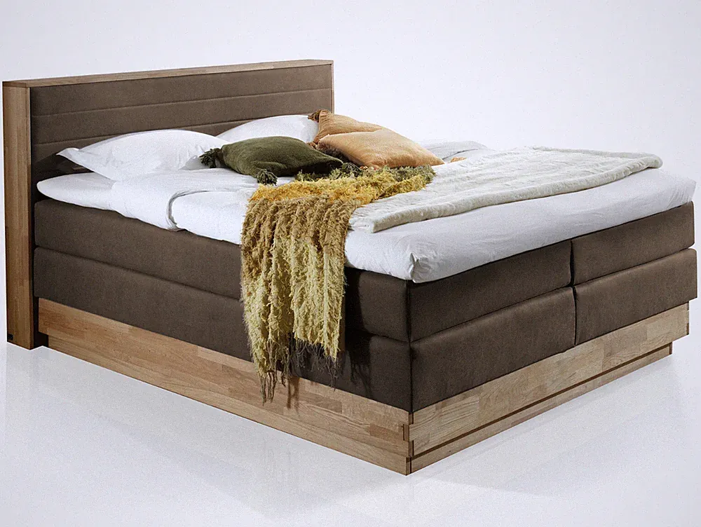 Boxspringbett Doppelbett mit Bettkasten MENOTA 160x200 H3 Eiche Vintage Braun
