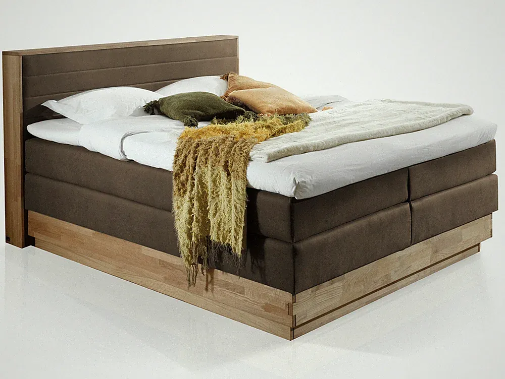Boxspringbett Doppelbett mit Bettkasten MENOTA 180x200 H2 Eiche Vintage Braun