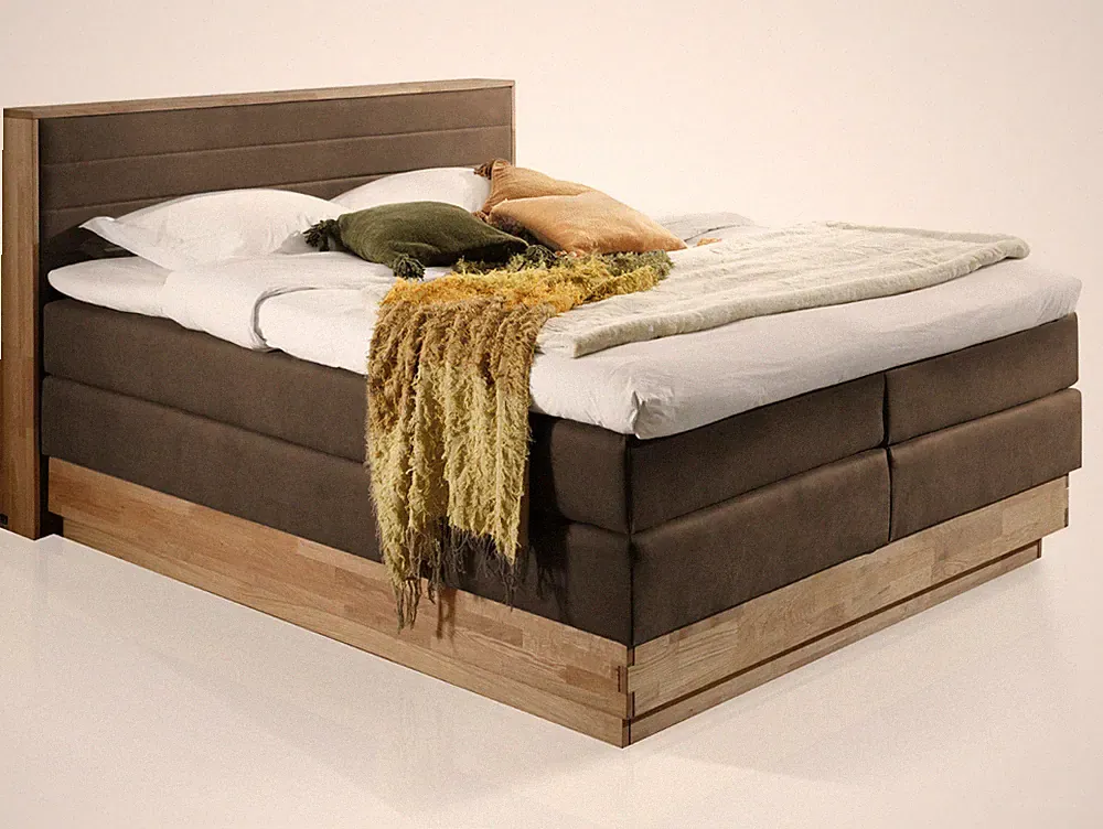 Boxspringbett Doppelbett mit Bettkasten MENOTA 180x200 H4 Eiche Vintage Braun