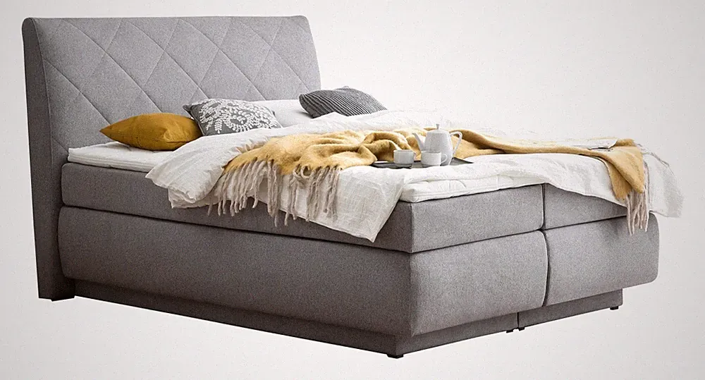 Boxspringbett Doppelbett Polsterbett mit Bettkasten Matratze Grau 160 x 200 cm