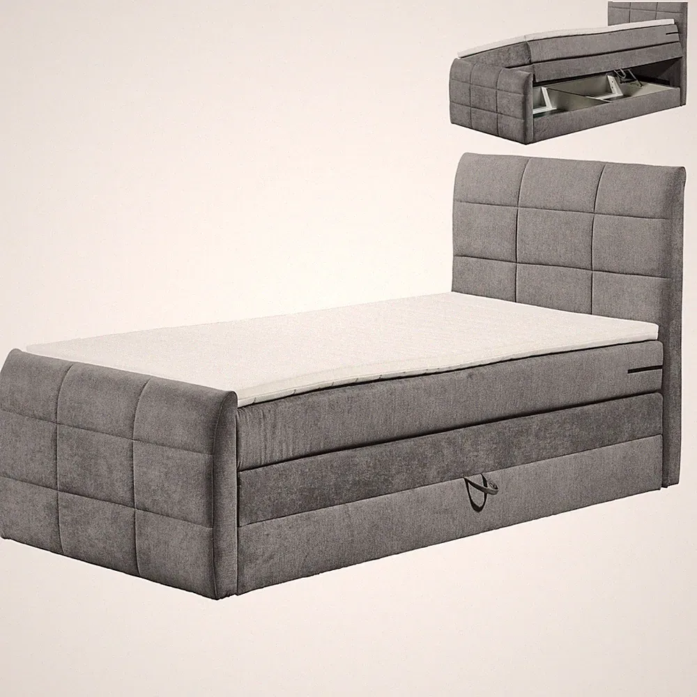 Boxspringbett - dunkelgrau - H2 - 100x200 cm Doppelbett Polsterbett Gästebett