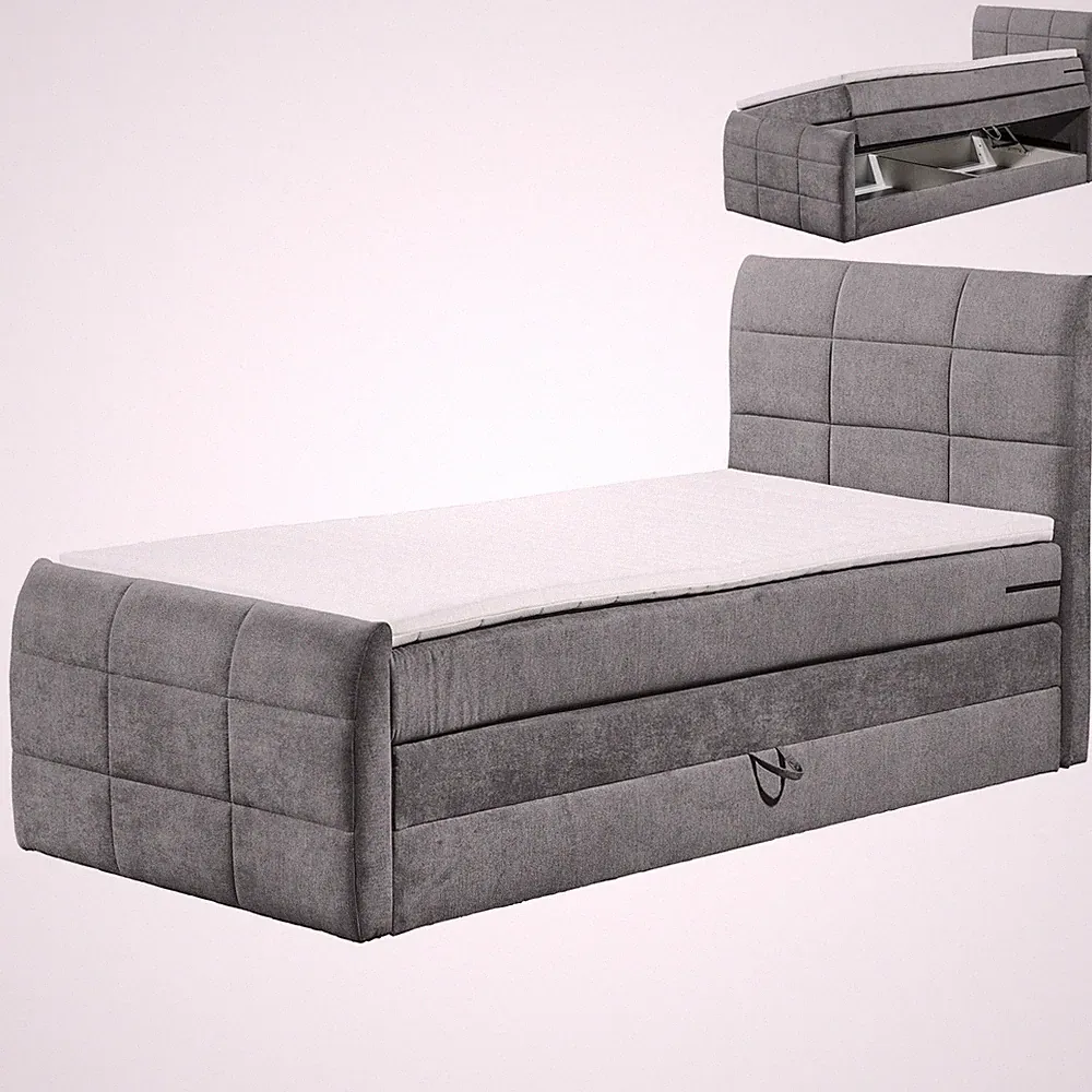 Boxspringbett - dunkelgrau - H2 - 120x200 cm Doppelbett Polsterbett Gästebett