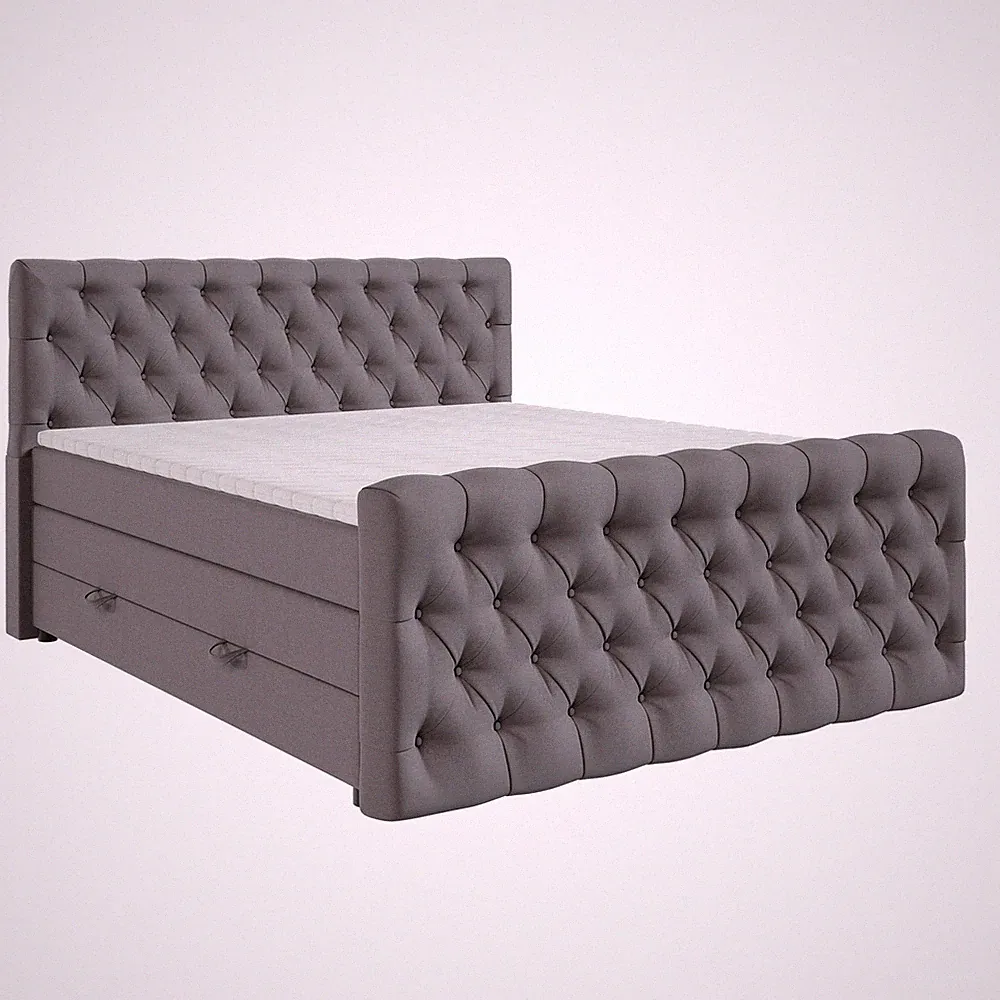 Boxspringbett - dunkelgrau - H3 - 180x200 cm Doppelbett Polsterbett Gästebett