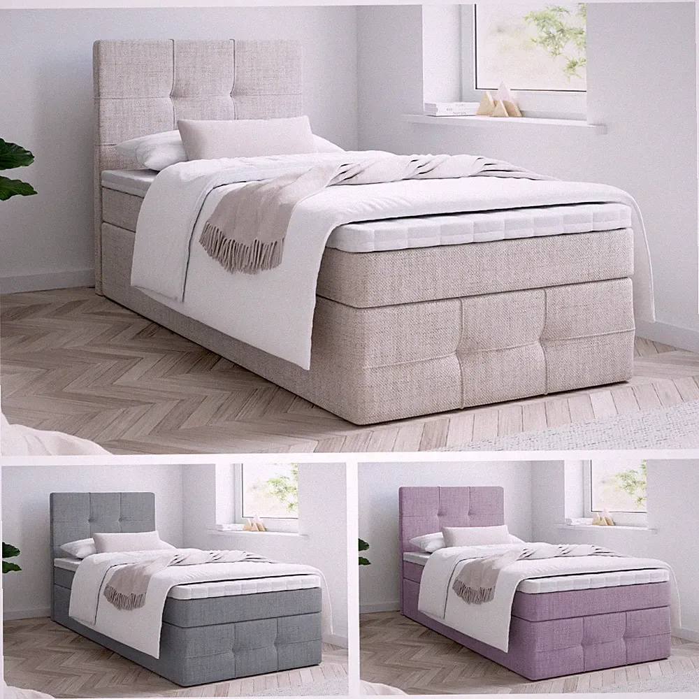 Boxspringbett Einzelbett Bett FARO MINI PREMIUM mit Bonell-Matratze + Bettkästen