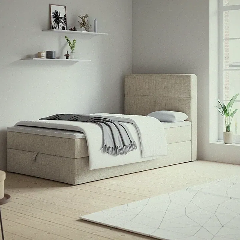 Boxspringbett Einzelbett Bett NOMA MINI mit Bonell-Matratze + Bettkasten