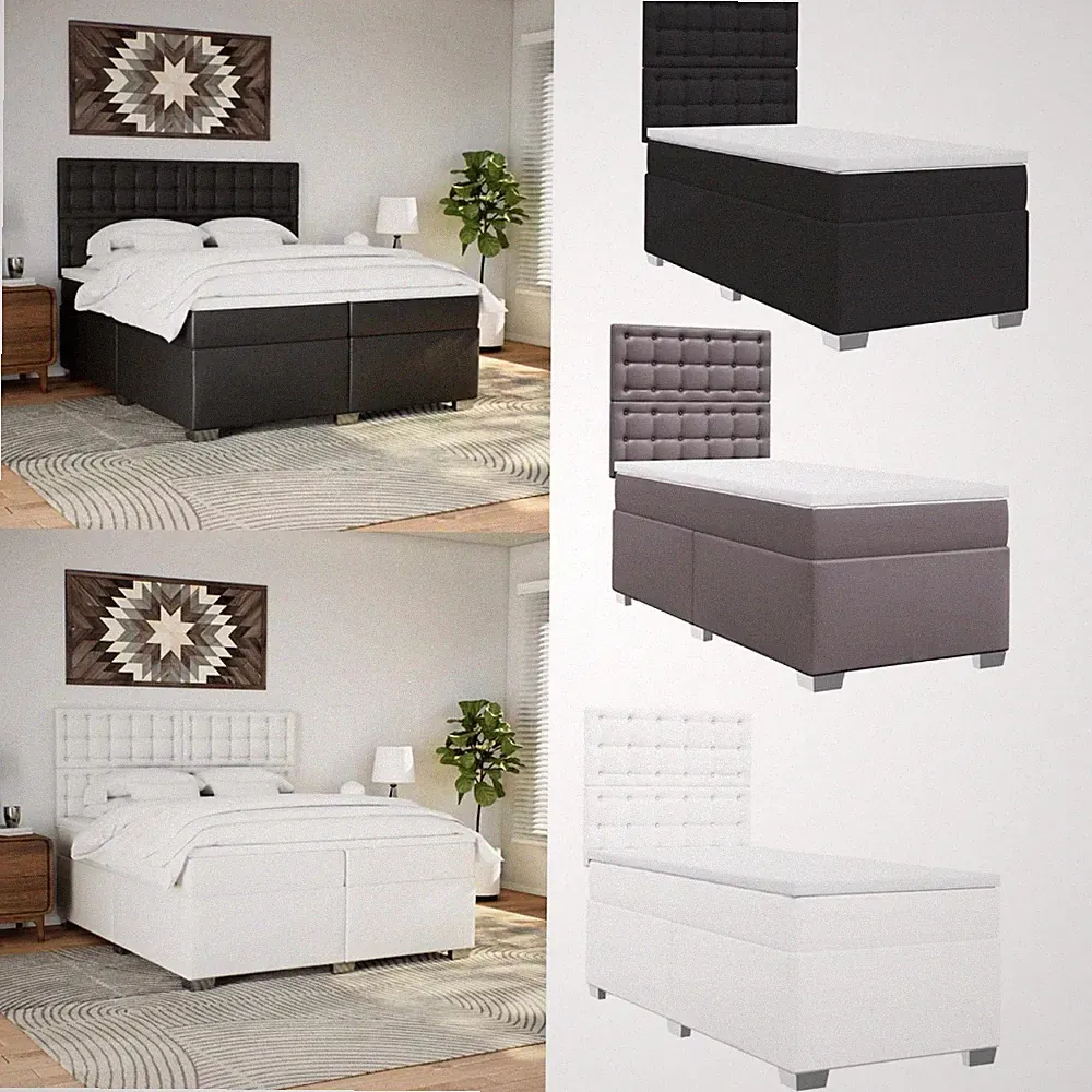 Boxspringbett Einzelbett Doppelbett mit Matratze & Kopfteil Kunstleder Betten
