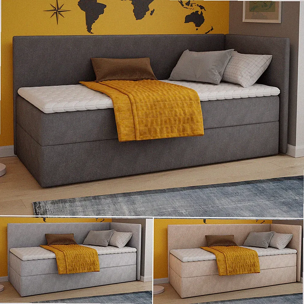 Boxspringbett FLAME Jugendbett Bettkasten Topper Matratze Einzelbett mit Bonell