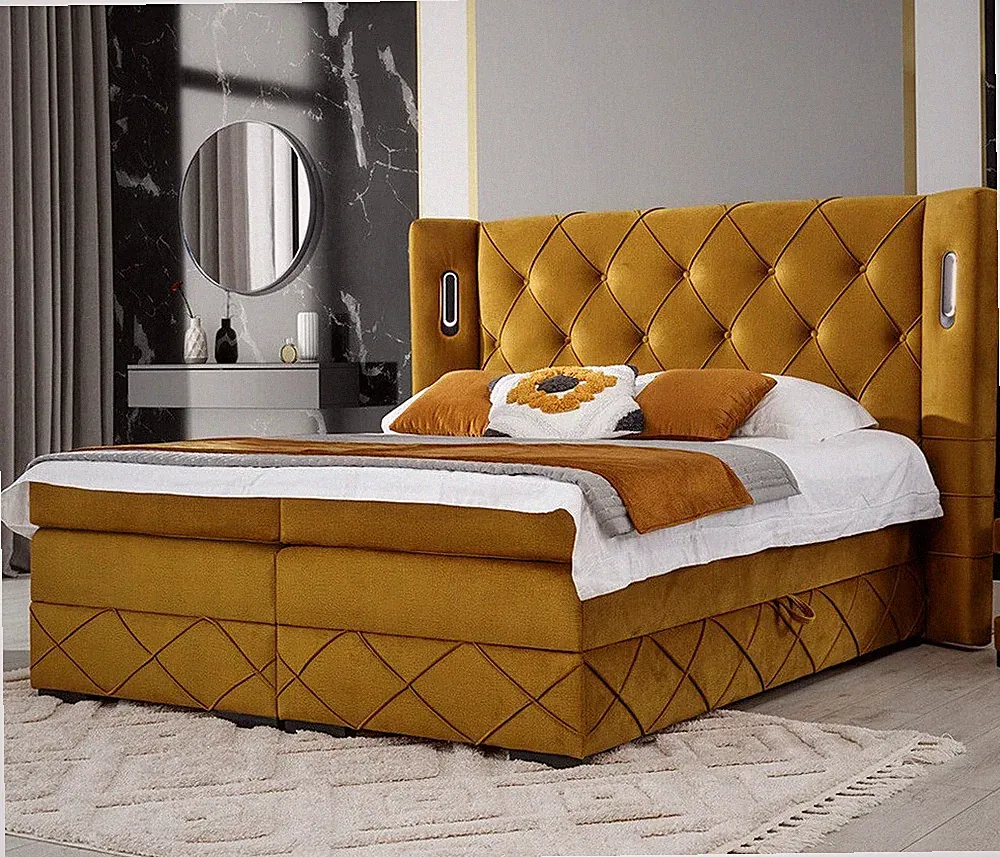 Boxspringbett Focus Lux mit zwei Bettkästen Topper Doppelbett mit Beleuchtung