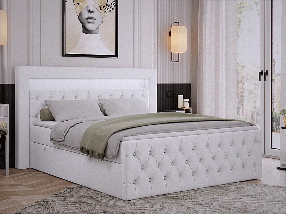 Boxspringbett GOLD 9 mit zwei Bettkästen, Doppelbett mit LED Kopfteil