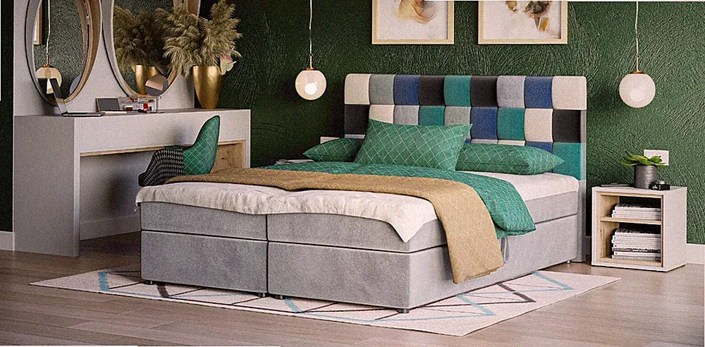 Boxspringbett Hotellbett LEMON 140 160 180 x 200 Bunt Creme Grau Bettkasten