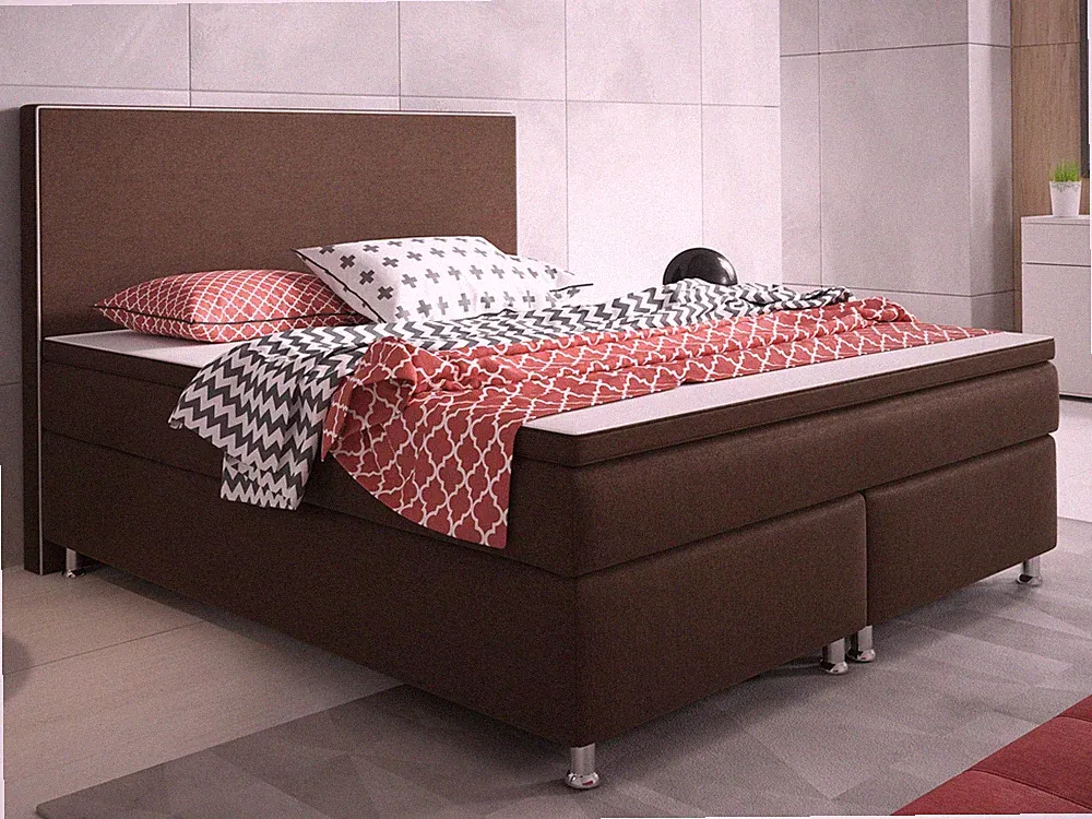 Boxspringbett King Size 140x200 cm Webstoff Braun