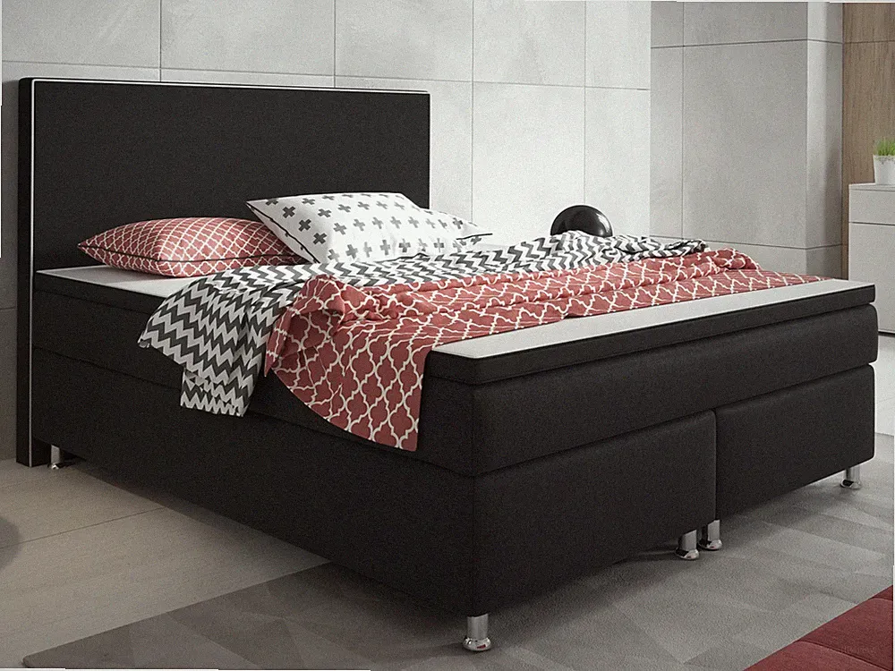 Boxspringbett King Size 140x200 cm Webstoff Schwarz