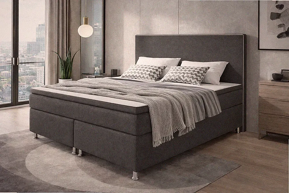 Boxspringbett King Size 180x200 cm Webstoff Anthrazit