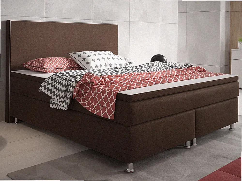Boxspringbett King Size 180x200 cm Webstoff Braun