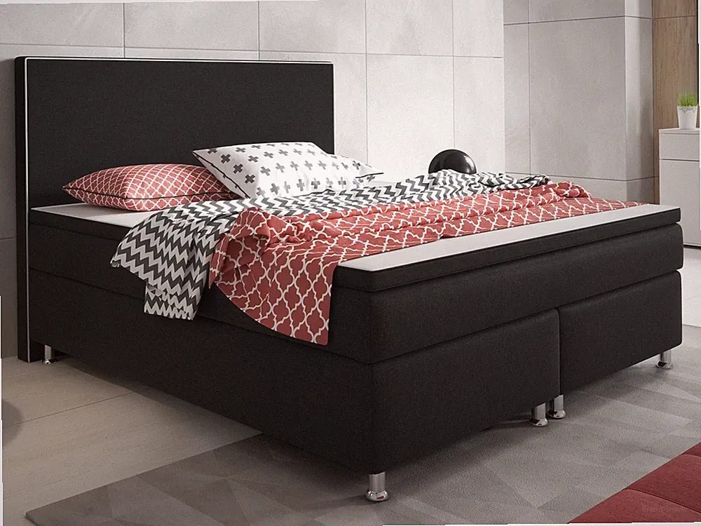 Boxspringbett King Size 180x200 cm Webstoff Schwarz