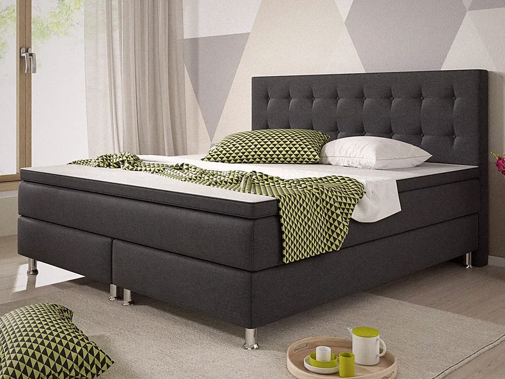 Boxspringbett Köln 180x200 cm Webstoff Anthrazit