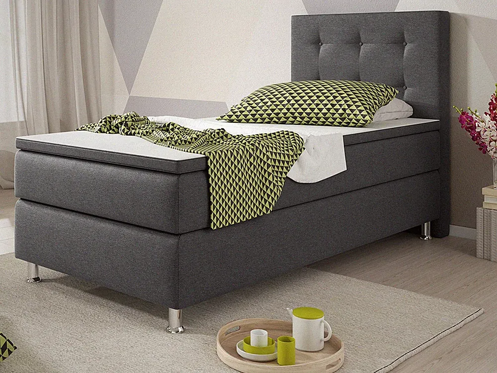 Boxspringbett Köln 90x200 cm Webstoff Anthrazit